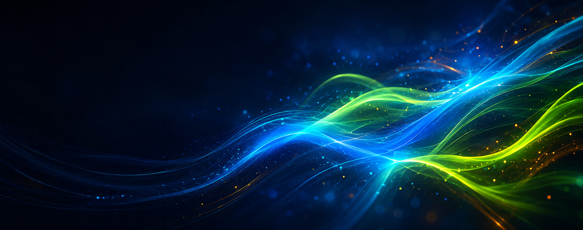 Neon light trails on a dark background